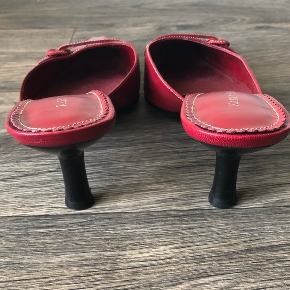 Karen Scott Carrie Red Leather Mules Heels - Picture 4 of 6